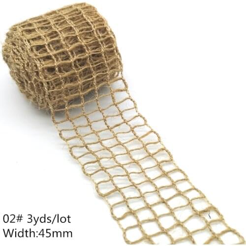 3 yds Natural Jute Burlap Hessian Jute Ribbon Twine Flower Pattern Wedding Party Supplies Burlap Ribbon DIY Burlap Rope Craft#02