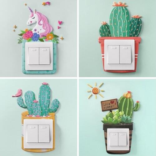 1Pc 3D stickers Cartoon Luminous Switch Cover Wall DIY Home Decoration Fluorescent Glow Kid Room Switch Protective Cover