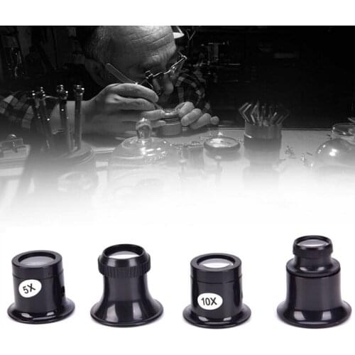 HOT 4pcs Portable Magnifying Glass 5X/10X/15x/20x Loupe Lens Eye Magnifier Len Repair Kit Tool Jeweler Watch Magnifier Tool