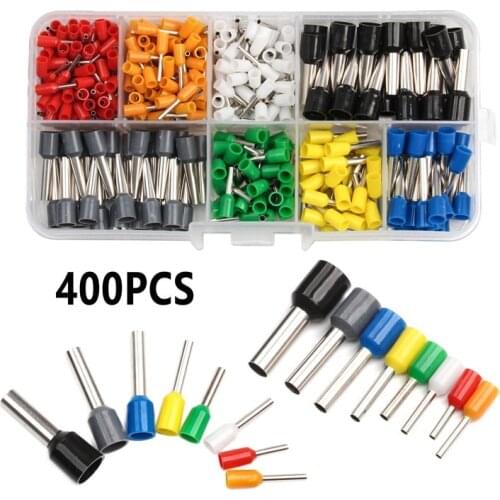 400pcs AWG 22 - 10 Insulated Cord Pin End Terminal Ferrules Kit Set Electrical Wire Copper Crimp Connectors