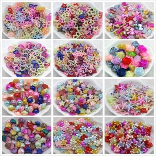 Free Shipping 100pcs/lot different shaped imitation pearl mix colors