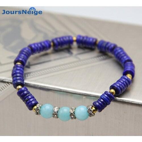 JoursNeige Blue Plate Bead Natural Ore Stone Bracelets with Round Tianhe Stone Bracelet for Women Fashion Bracelet Jewelry
