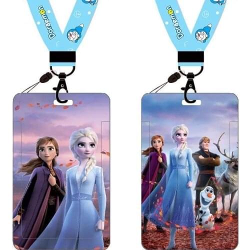 New Disney frozen 2 card holder keychain key lanyard meal card bus card case coin bag Document card bag