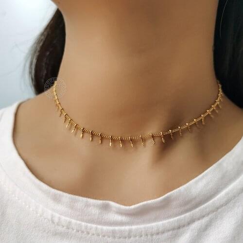 Trendy Clavicle Chain For Women Gold Color Stainless Steel Centipede Link Choker Necklace Length Adjustable Jewelry Gift LDN269