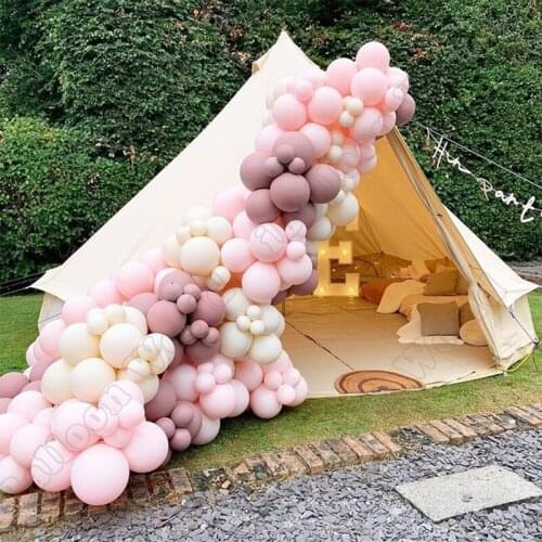 Wedding Birthday Party Decor Double Cream Peach Maca Pink Latex Balloon Garland Natural White Balloon Arch Baby Shower Decor