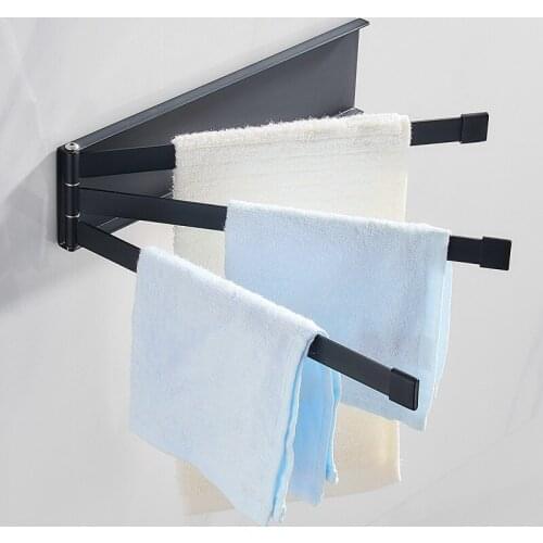 Black Simplicity Stainless Steel Towel Bar Rotating Towel Rack Bathroom Towel Rack Accessory