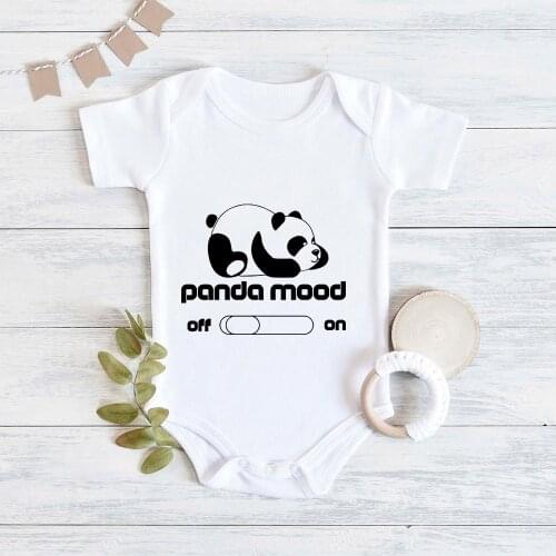 90s Harajuku Cute Panda Print Minimalism Baby Clothes European Hot Sale Summer Infant Romper Fashion Tumblr Baby Body Boy Girl