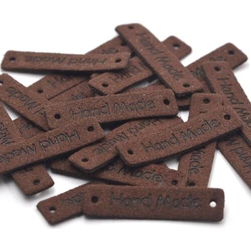 KALASO 20Pcs Handmade Labels Tags Clothes Garment Dark Coffee Labels Hand Made Handicrafts DIY Craft Sewing Supplies Accessories