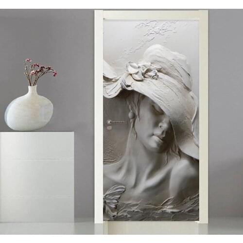 Photo Wallpaper 3D Stereo Figure Statue Door Sticker Living Room Bedroom Creative DIY Home Decor Sticker PVC Self-Adhesive Decal