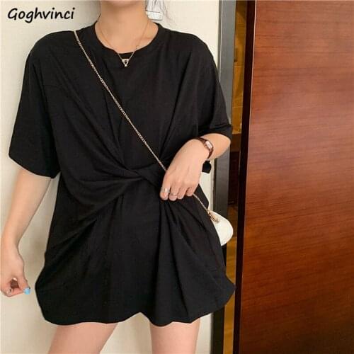 Short Sleeve T-shirts Women Folds Creative All-match Streetwear Simple Fashion Loose Soft Breathable Summer Comfortable Teens