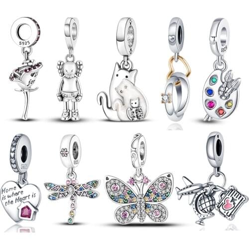 Hot Sale 100% Real 925 Sterling Silver Family House Camera Coffee Cup Shoes Charm Fit Original Design Bracelet DIY Jewelry