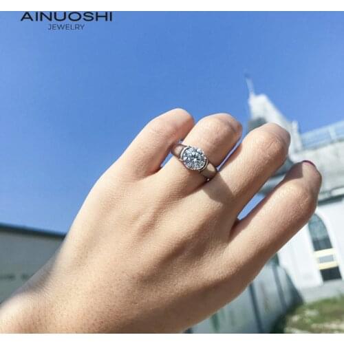AINUOSHI 925 Sterling Silver 2ct Round Cut SONA Diamond Engagement Rings for Women Promise Anniversary Wedding Band