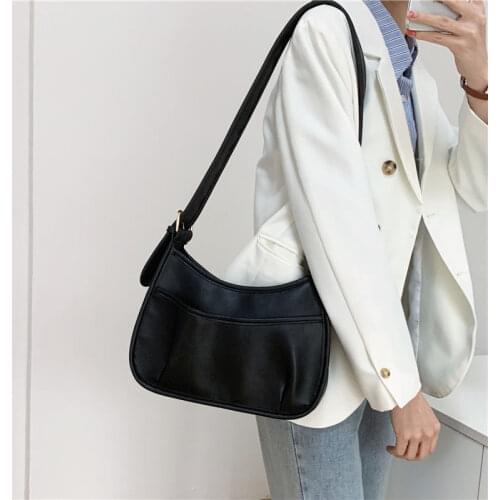 Korean Fashion Folds PU Leather Crossbody Shoulder Bag for Women 2021 New Vintage Designer Messenger Baguette Bags Hobos Handbag