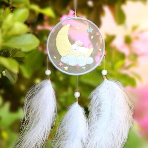 Rabbit Diy Embroidery Cross-stitch Wind Chimes Dreamcatcher Accessories Needlework Crafts for Adults Jewelry Material Package