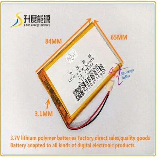 316584 3.7V 2500mAH 306585 Polymer lithium ion / Li-ion battery for tablet pc GPS power bank