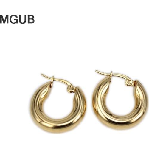 MGUB New 2 color classic 316L stainless steel popular earrings solid weight smooth 20-30mm earrings fine polished smooth LH327