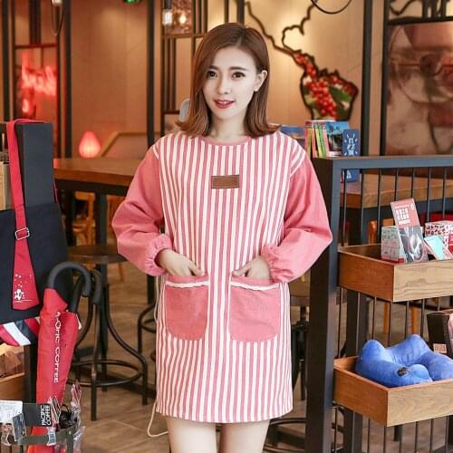 Korean version of the fashion package mail kitchen waterproof cute long-sleeved overalls adult women men waist overalls