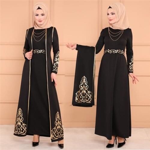 Muslim Dress Abaya News 2 PC Tunic and Robe Islamic Clothing Party Turkey Muslim Dresses Party Middle East Dubai Moroccan Gowns
