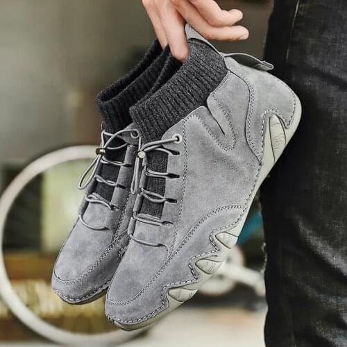 2020 Comfortable Casual Leather Shoes Men Leather Loafers Men Shoe Winter Breathable Flats Shoe Fashion Sneakers