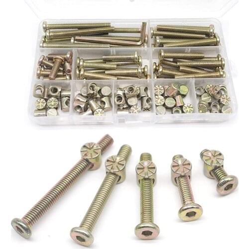 Baby Bed Screws Bolts Kit,Hex Drive Socket Cap Bolts Barrel Nuts Assortment Kit,for Crib Cot Chairs,M6 100Pcs