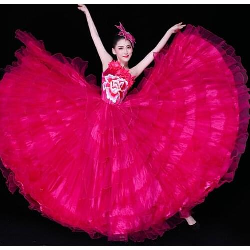 New Gypsy Skirt For Women Flamenco Dance Costumes Spanish Classical Dance Performance Stage Big Swing Elegant Clothes VO1051