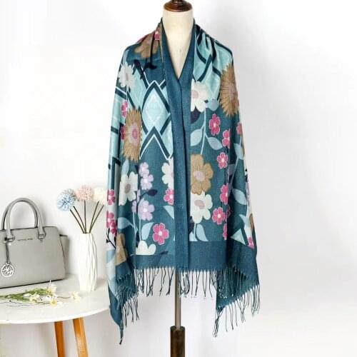 2021 New Women Scarves Fashion Floral Cashmere Long Foulard For Ladies Winter Shawls With Tassels Warm Bandana Hijab 70*180cm