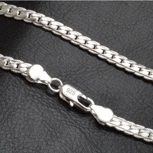 New Arrivals Women 6MM Full Sideways Silver color Necklace S925 Silver color Fashion Jewelry Women Men Link Chain Necklace