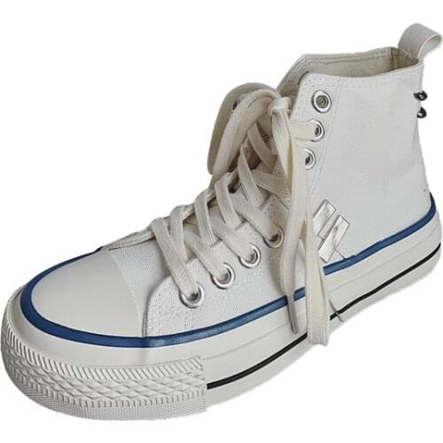 Canvas shoes womens spring and autumn 2021 new fashion stitching all-match college style casual shoes trend