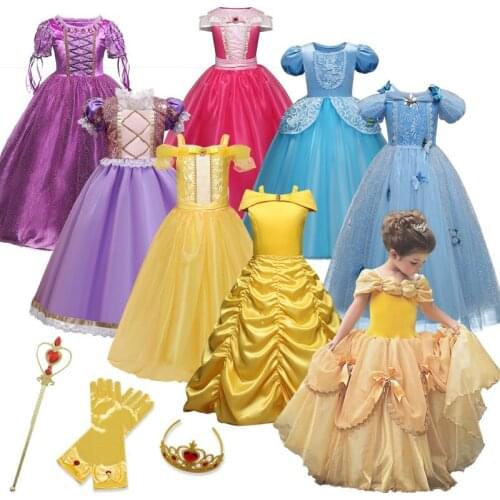 4-10 Years Girls Princess Dress Halloween Princess Costume Cosplay Frocks Birthday Party Carnival Vestidos For Little Girls