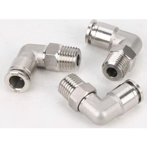 304 Stainless Steel Push In Air Pneumatic Fitting 1/8" 1/4" 3/8" 1/2" BSP Male Thread Elbow Quick Connector 4 6 8 10 12 14mm