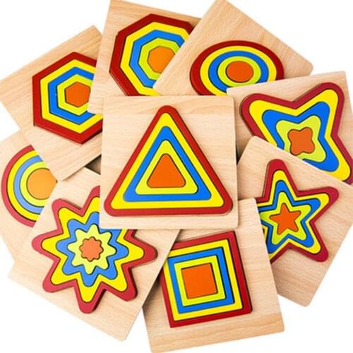 Geometric Shape Cognitive Toy Kindergarten Early Teaching Aids 3-6 Years Old Wooden Puzzle Baby Building Decompression
