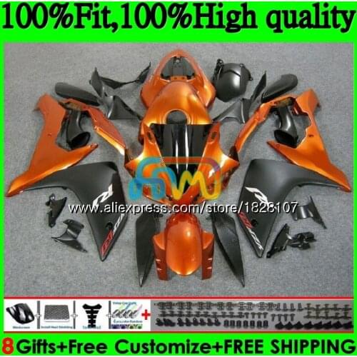 Injection OEM For YAMAHA YZF R 1 YZF 1000 YZFR1 07 08 114BS.12 YZF1000 Orange black YZF R1 07 YZF-1000 YZF-R1 2007 2008 Fairing