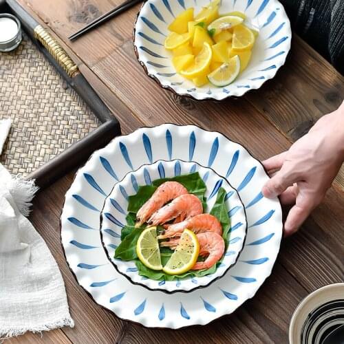 Japanese Pearl Shell Ceramic Dish Irregular Plate Porcelain Non-slip Tableware Fruit Salad Dish Table Decoration