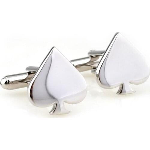 Poker Spade Cufflinks Silver Fashion Cuff Link Cuff Buttons Shirt Charm Luxury Cufflinks Men Gift Jewelry Accessory 20Pairs/lot