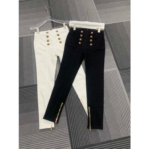 High 2021FW Autumn Quality Women Stretch Pencil Pants Trouse Female Casual Denim Jeans 2 Color Gdnz 6.14