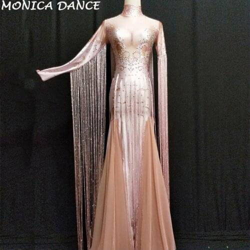 Women Sexy Stage Nightclub DJDS Dress Sexy Nightclub Net Yarn Long Dress Costume Prom Birthday Celebrate Dance Dresses Outfit