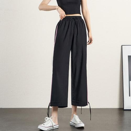2021 Summer Harem Pants Women Elastic Waist Loose Fit Drawstring Solid Sweatpants Casual Trousers Pantalones De Mujer X79