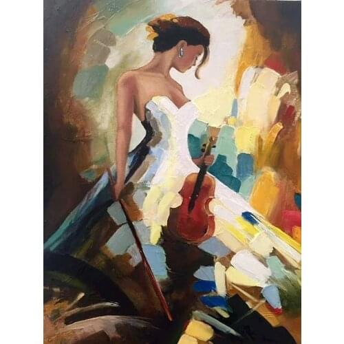 Gold Collection Embroidery the Music Girl Learn to Cross Stitch with 14CT Aida Counted Canva&Free Shipping for Home Decoration