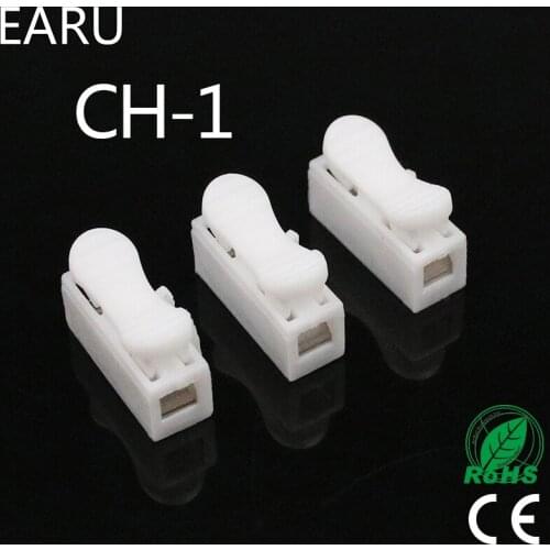 10pcs/lot 1p CH-1 G7 Spring Wire Quick Connector Splice With No Welding No Screws Cable Clamp Terminal 1 Way Easy Fit Led Strip