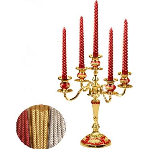 2pcs Dinner Candle Assorted Colors Taper Twisted Spiral Long Candles for Dinner Dining Table Wedding Party Home Decor