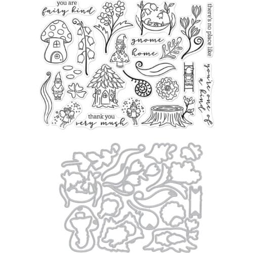 2 Pcs Mushroom House Christmas Elf Carbon Steel Cutting Dies DIY Scrapbooking Photo Album Embossing Paper Cards Making Stencil