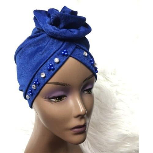 2021 New design auto gele headtie turban Head-Wrap Cap Auto Gele Nigerian Turban Gele best selling ladies Cap with stones