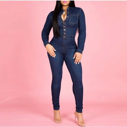 2021 Spring Sexy Denim Jumpsuit Women Punk Fashion Streetwear Club Overalls Ladies Rompers Casual Jumpsuits Blue Jeans Pants