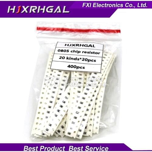 20Value*20PCS =400PCS 0805 5% SMD Resistor Kit 1/8W (10 ohm~1M ohm) component diy samples kit new and original