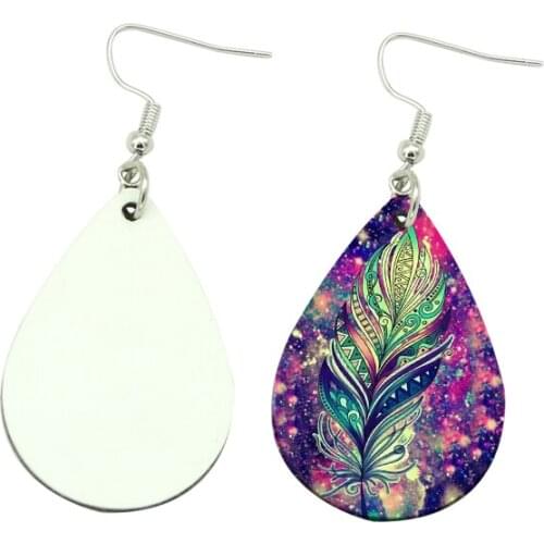50pairs /lot Blank Sublimation PU Leather Eardrop Festive Gift Earrings Sublimation INk Transfer Printing Heat Press DIY Print