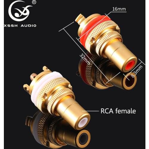 8pcs YIVO Hi-end HIFI XSSH Gold Plated female RCA chassis connector 8mm Audio Jack Plug Terminal electric Socket Connectors