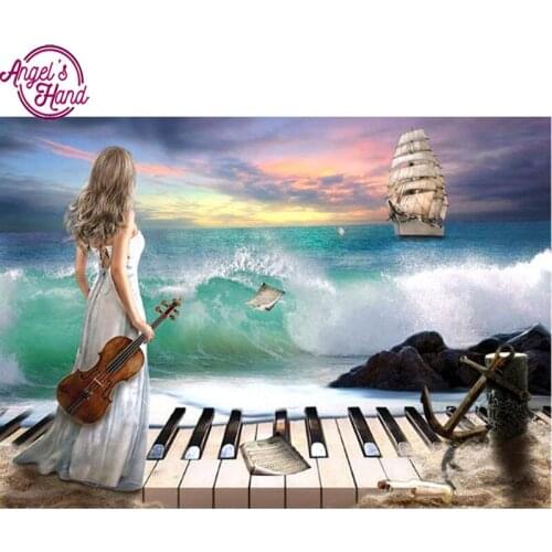 DIY 5D Diamond Painting Cross Stitch Scenic Diamond Embroidery Seaside Beauty Full Resin Square Diamond Mosaic Home Decor