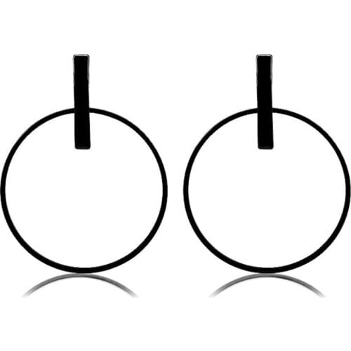 Metallic Big Hoop Silver Plated Golden Black Dangle Earrings Women Drop Earrings