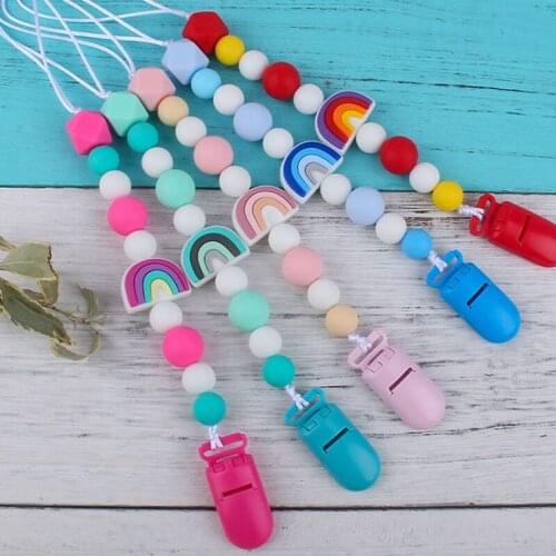 Baby Pacifier Clips Silicone Beads Pacifier Chain Nipple Holder For Infant Nipple Bottle Clip Chains Toddler Baby Shower Gift