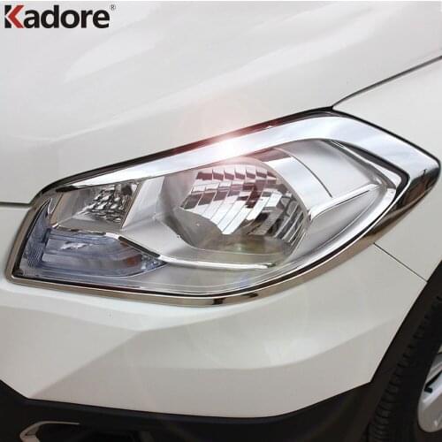 For Suzuki SX4 S-Cross Crossover 2014 2015 2016 Chrome HeadLights Cover Trim Front Head lights Lamp Stickers Car-Styling